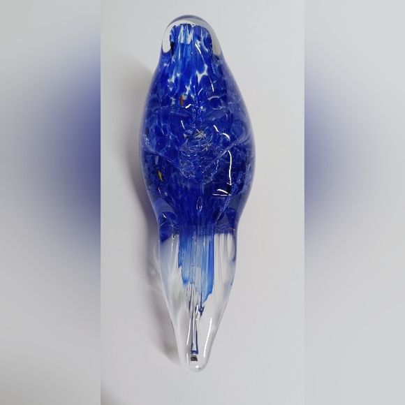 ART GLASS BIRD PAPERWEIGHT COBALT BLUE - Picture 4 of 7